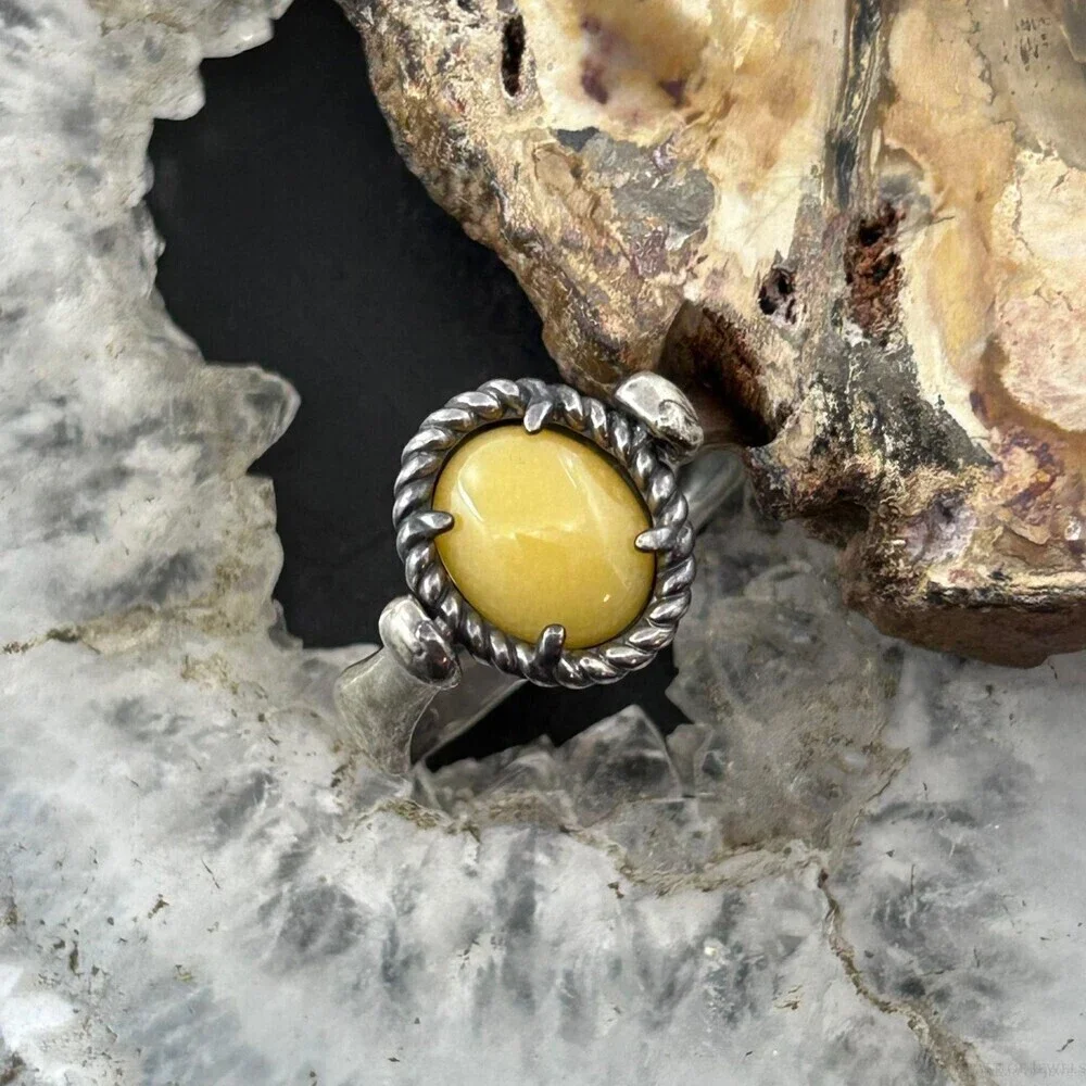 Carolyn Pollack American West Sterling Oval Yellow Jasper Reversible Ring